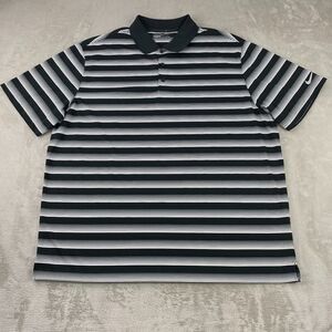 Nike Golf Polo Shirt Men 2XL Black StripeTech Tour Performance Short Sleeve NWOT
